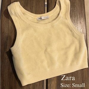 ZARA Small Yellow Cropped Sweater Vest/Tank